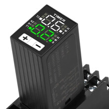 4X H3Y-4 AC220V Vloeibaar Kristal Tijdrelais Dubbele Tijd met Basis Klein Digitaal Display Cyclus Tijdregeling Vertrager