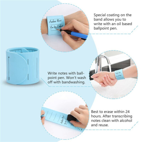 Wearable Nurse Notepad Wristbands, 4 Pack Silicone Reminder Bracelet Write  Memo,