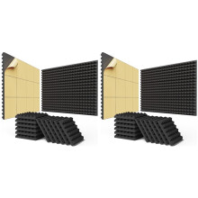 48PCS Self-Adhesive Sound Proof Foam Panels 2x12x12In,Fast Expand Acoustic Panels, Pyramid Design Soundproof Wall Panels