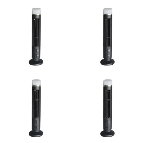 4X Portable Air Cooler Fan,Streamlined Tower Fan with LED,Powerful Wind,Space-Saving, USB Interface Black