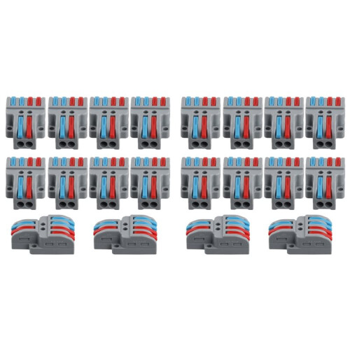 20 Pcs Terminal Connection Clamp Set, Wire Connector, Quick Compact Cable Connector NC-422 Grey 1