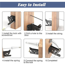 2X Automatic Self Locking Gate for Wooden Fence Post Mount, Heavy Duty Fence Gate Lock for Secure Pool, Yard
