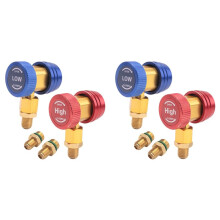 4X Fréon R134A Connecteur de Coupleur Rapide de Voiture Automatique, Adaptateurs en Laiton, Jauge de Collecteur Réglable pour Réfrigérant de