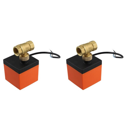 2X AC 220V Brass Electric Thread  Valve 2-Way 3-Wire Solenoid Water Valve with Actuator DN15