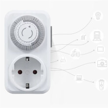 2X Tijdschakelaar 24-Uurs Cyclus Mechanische Timer Automatische Uitschakeling met Overbelastingsbeveiliging 16A EU Stekker met Hoog Vermogen