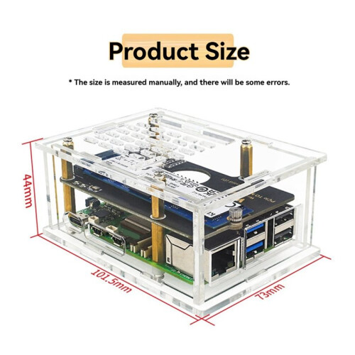 2X for Raspberry Pi 5 Acrylic Case Adaptation PCIe to M.2 Adapter Board - Transparent Protective Shell