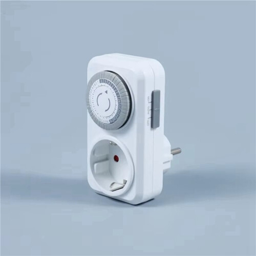 2X Timing Socket 24-Hours Cycle  Mechanical Timer Automatic Shutdown with Overload Protection 16A EU Plug