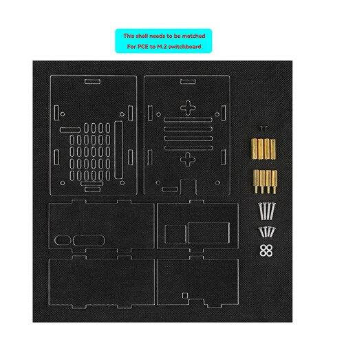 2X for Raspberry Pi 5 Acrylic Case Adaptation PCIe to M.2 Adapter Board - Transparent Protective Shell 2