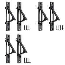 Paquete de 6 Tiradores para Puerta Empotrada, Tiradores de Puerta Empotrada Sólidos con Borde Al Ras, en Negro Mate