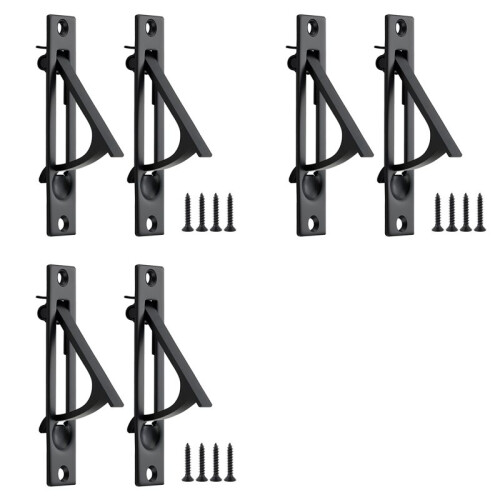 6 Pack Pocket Door Pull Solid Pocket Door Flush  Pull Pocket Door Handles in Matte Black