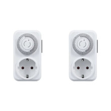2X Timing Socket 24-Hours Cycle Mechanical Timer Automatic Shutdown with Overload Protection 16A EU Plug