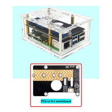 2X for Raspberry Pi 5 Acrylic Case Adaptation PCIe to M.2 Adapter Board - Transparent Protective Shell