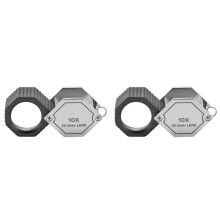 2pcs New 10X Jewelery Loupe Hexagonal Portable Foldable Pocket Magnifier 20.5mm Len Optical Magnifying Glass