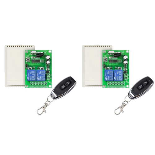 2X 433MHz Universal Remote Control  Wireless Relay 2CH Module RF Receiver Transmitter  12V 24V for Garage Door
