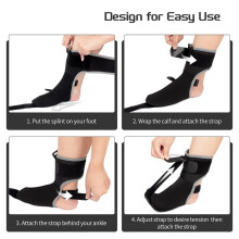 2X Plantar Fasciitis Nachtspalk Sok Unisex Plantar Fasciitis Brace met Massagebal voor Voetpijnverlichting Stretchband