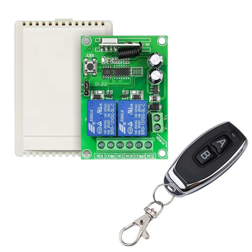 2X 433MHz Universal Remote Control  Wireless Relay 2CH Module RF Receiver Transmitter  12V 24V for Garage Door 2