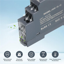 10X DIN Rail Power Supply 12V 1.25A 15W, Input 100-240V AC 50/60Hz DIN Rail Transformer