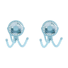 2X Portable USB Rechargeable Silent Fan 3 Speed Adjustable with Lighting Function for Car Stroller