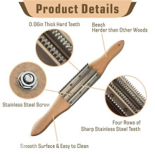 4X Buffing Wheel Rake Cleaning Tool for Polishing Wheel Compound with Beech Wood Handle & 4 Rows of Metal Teeth Rake
