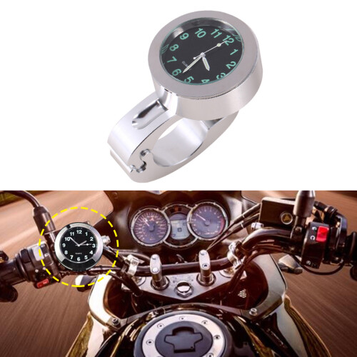 Silver Waterproof Motorcycle Handlebar Glow Clock 1