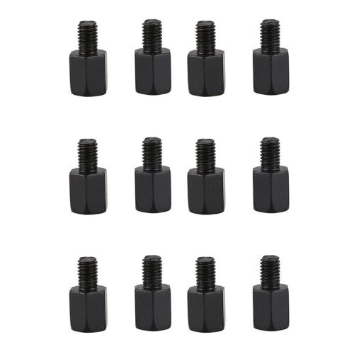 12 Motorcycle Mirror Adapters, Converts 8mm to 10mm, Black 1