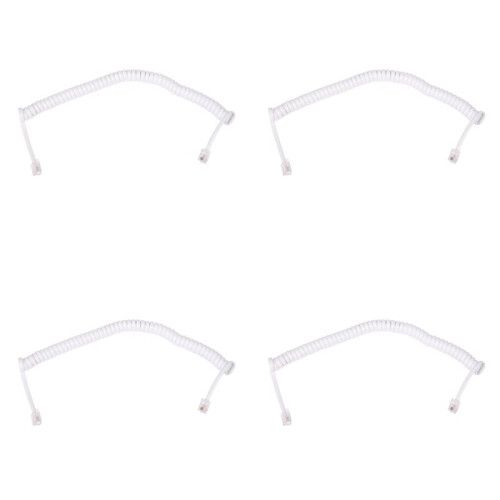 4pièces 1.5M 4.9Ft Blanc Extensible RJ9 4P4C Cordon Combine Telephonique Cable Spirale