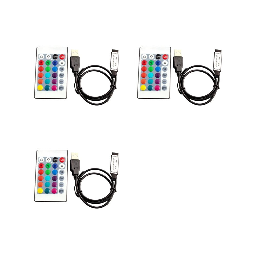Photos - Softbox 3X RGB Controller DC5V USB 5V 24 Keys RF Remote Wireless Controller for COB SMD 3528 5050 RGB Tape Lights
