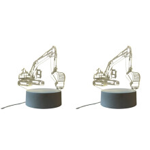 2X Camion Excavateur Lumineux en Acrylique 3D avec Base de Veilleuse, Cadeau D'Anniversaire pour Enfants, Idéal pour la Décoration de la Chambre des
