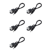 5pcs 3.5mm X 1.3mm Black USB Cable Lead Charger Cord Power Supply