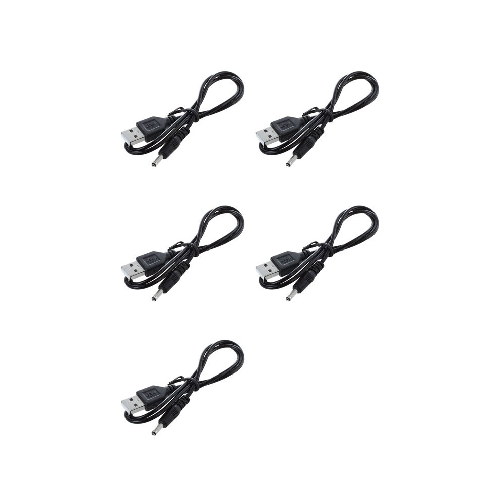 5pcs 3.5mm X 1.3mm Black USB Cable Lead Charger Cord Power Supply