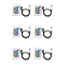 6X Kontroler RGB DC5V USB 5V 24 Klawisze RF Bezprzewodowy Zdalnego Sterowania do Taśm Świetlnych COB SMD 3528 5050 RGB