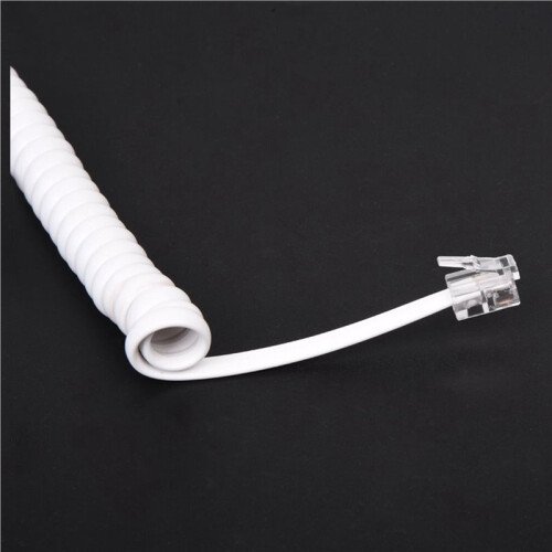 4pièces 1.5M 4.9Ft Blanc Extensible RJ9 4P4C Cordon Combine Telephonique Cable Spirale 2