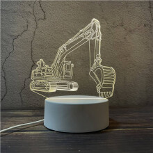 2X Camion Escavatore Luminoso In Acrilico 3D con Base Luminosa Notturna, Regalo di Anniversario per Bambini, Ideale per La Decorazione Della Cameretta