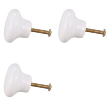 3Pcs Porte en Céramique Poignées Rondes Armoires de Cuisine Placard Penderie Boutons de Tirage Blanc S