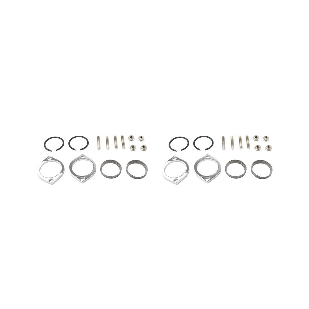 2X Exhaust Flange Install Kit Flanges Gaskets C-Clips Nuts Washers For Softail Sportster Dyna Touring 30-0205 6033991062164