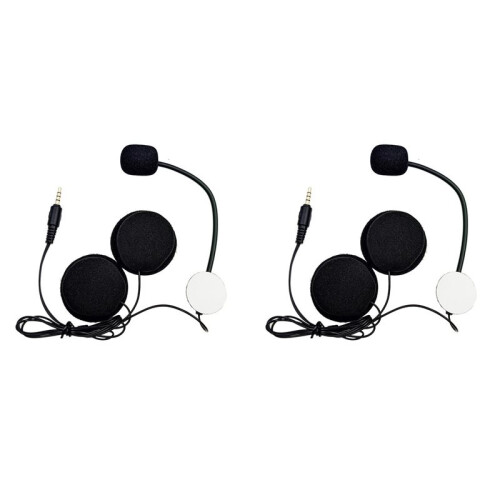 2X Motorcycle Helmets Intercom Mic Headset 2 Speakers 32Ω Microphone for Half-Motorcycle Helmet Straight Plug