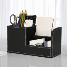 5X Leather Desk Organizer,Office Supplies Holder Desktop Stationery Storage Box for Business Card, Pen, Pencil,Remote A