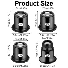 8 Pcs Jewelers Loupe 5X/10X/15X/20X Magnifier Portable Handheld Magnifier Dome Optics Lens Loupes Magnifying Glass