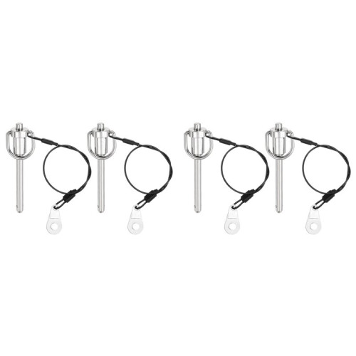 4Pcs Quick Release Pin, 6x50mm(Dia.X L) Push-Button  Locking Pin Stainless Steel Ring Handle Locking Pin with Wire