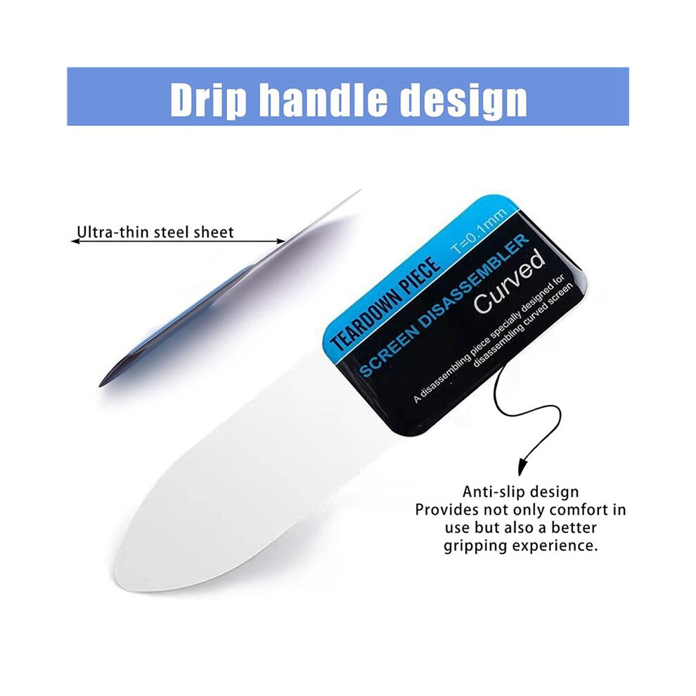 12Pcs Ultra-Thin 0.1Mm Professional Stainless Steel Curved Spudger Pry Blade Repair Opening Tool 4713499934997