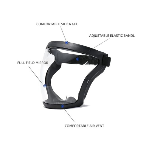 4X Work Protection Mask Full Face Protector Shield Transparent Facial Protector Face Dustproof with 40 Filter Black