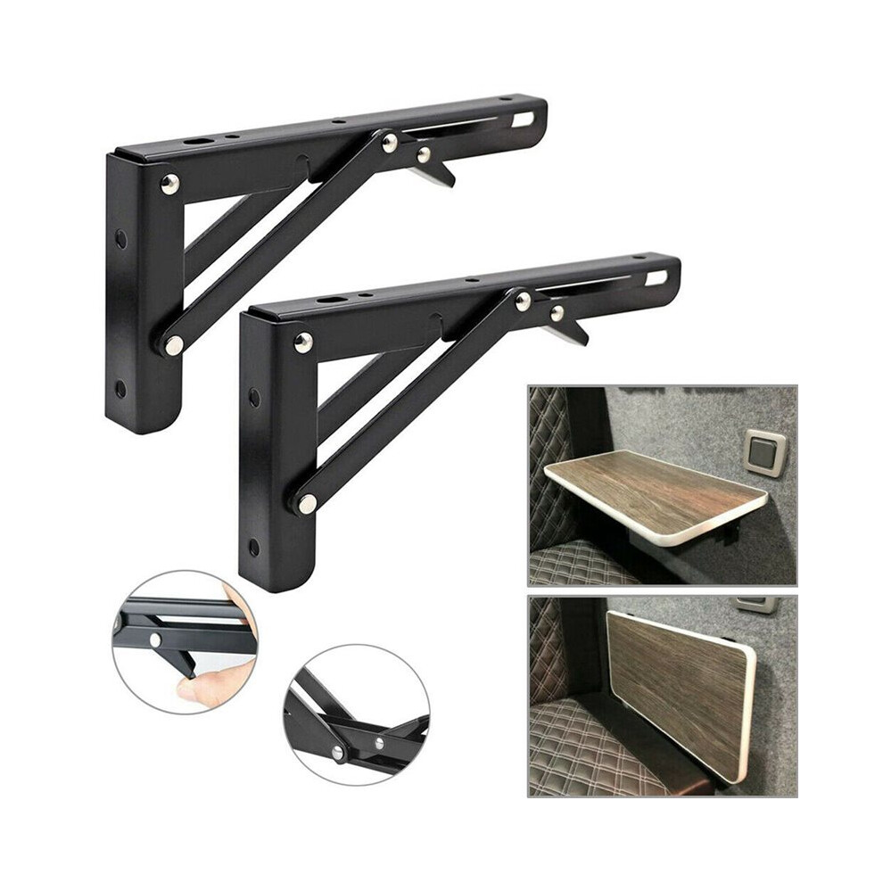 6Pcs Campervan Folding Bracket Table Shelf Motorhome Caravan Black Finish Stainless Steel Folding Bracket 6033082199502