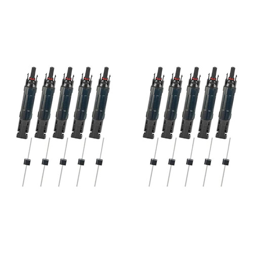 10 PCS PV Solar Panel Connector Male/Female 15A Built-in Diode Inline Fuse Solar Wire Connectors Waterproof