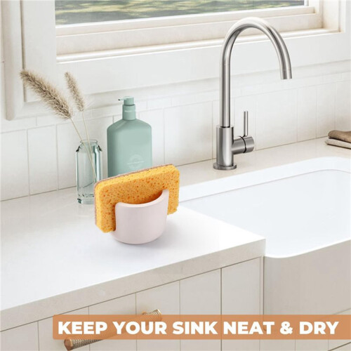 2X Diatomite Sponge Holder for Kitchen Sink, Water Absorbing Sink Stone Drying Caddy, Quick Organizer 2