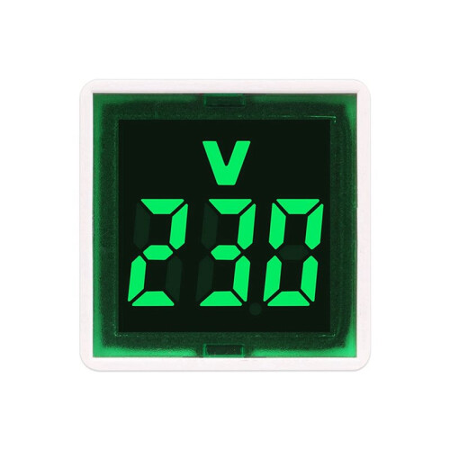 3X Digital Voltmeter Square AC220V Square Voltage Tester with LED Display and Indicator Light EU Plug Green 2