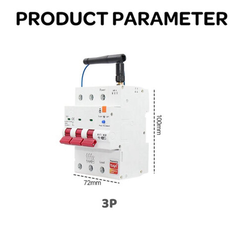 2X Tuya  WiFi RS485 3P+N MCB Breaker Prepaid Meter Timer  Voltage Current Protector Voice Control 63A 2