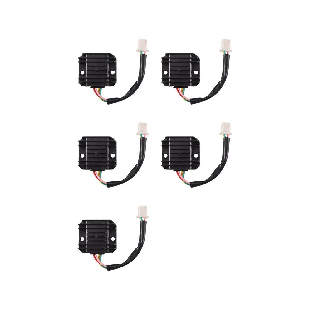 5X Motorcycle Voltage Regulator 4 Wires 4 Pins 12 Voltage Regulator Rectifier For 50-250Cc Motorcycle (Black) Black 4713145009581