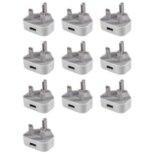 10X Universal Usb Uk Plug 3 Pin Wall Charger Adapter with Usb Travel Charger Charging for Phone (1 Port)