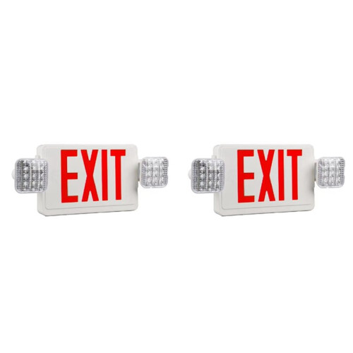 2X LED Exit Sign with Emergency Lights,Adjustable LED Emergency Exit Lights with Battery Backup,Exit Sign for Business