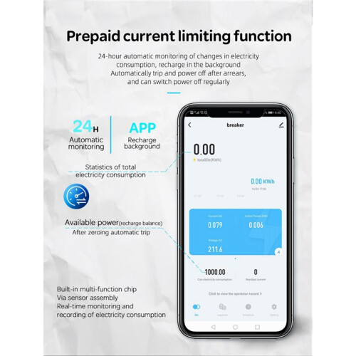 2X Tuya  WiFi RS485 3P+N MCB Breaker Prepaid Meter Timer  Voltage Current Protector Voice Control 63A